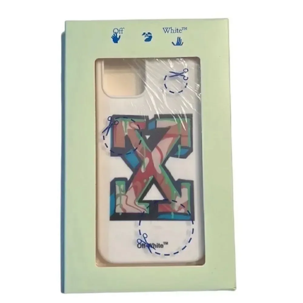 Authentic Unisex Off White Multi Colored 12/12Pro Phone White Case.